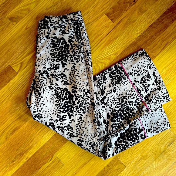 NWT J.Crew Peyton Leopard Print, Linen Blend, High Rise, Cropped Pants, Size 2. - Picture 5 of 10